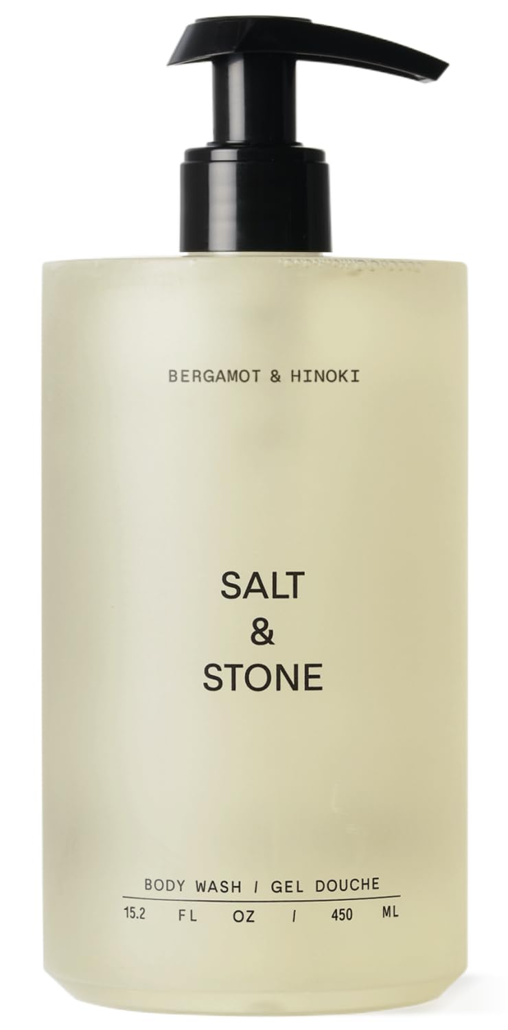 Salt & Stone Body Wash for Women & Men, Bergamot & Hinoki 15.2 fl oz