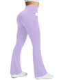 Womens Flared Yoga Pants with Pockets, High Waisted Flare Leggings Bell Bottom Bootcut Yoga Dress Pants