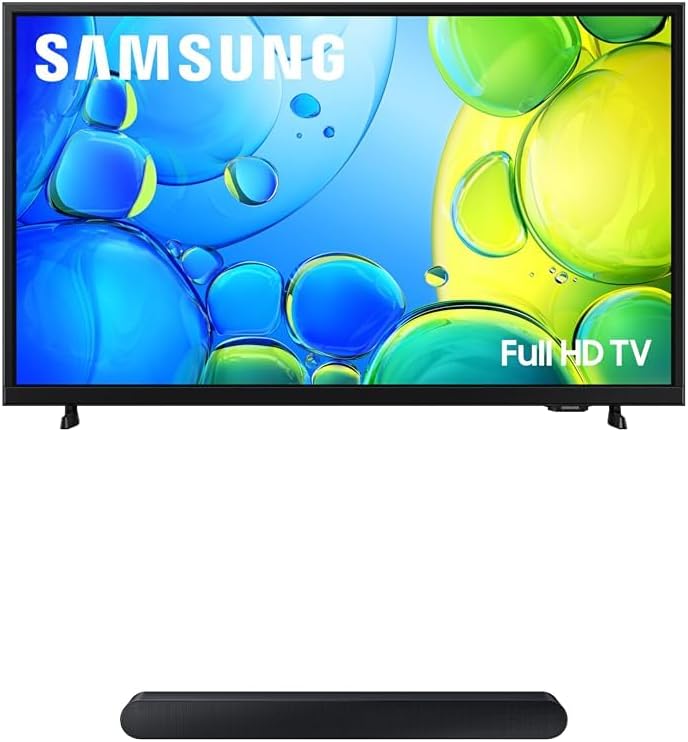 Samsung 32-Inch Class Full HD F6000 Smart TV (2025 Model) HDR, Object Tracking Sound Lite + SAMSUNG S60D 5.0ch Soundbar w/Wireless Dolby Atmos Audio, All-in-One Design, Q-Symphony, HW-S60D/ZA