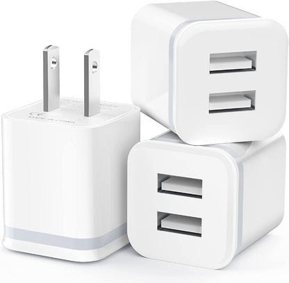 USB Wall Charger, LUOATIP 3-Pack 2.1A 5V Dual Port Cube Power Adapter Plug Block Charging Box Brick for iPhone 14 13 12 11 Pro Max SE XS XR X 8 7 6 6S Plus, Galaxy, LG, Moto, Android Phones