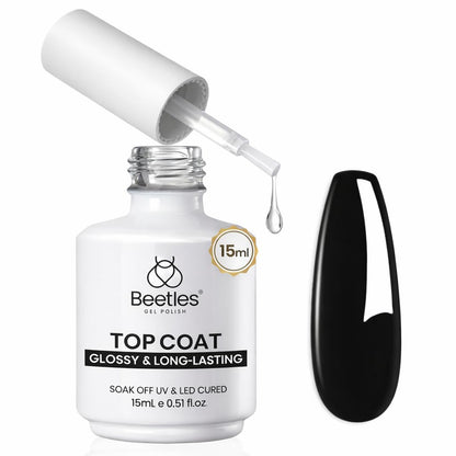 Beetles 2 Pcs 15ml No Wipe Gel Top Coat and Base Coat Set