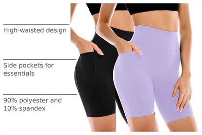 Leafigure 2 Pack Womens Biker Shorts with Pockets 6"