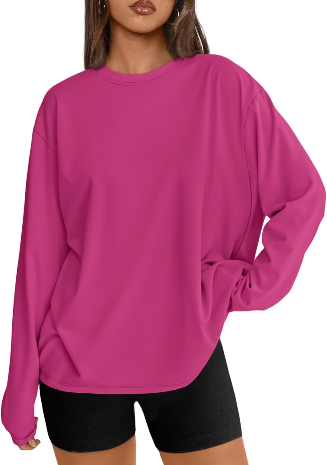 Trendy Queen Womens Oversized Long Sleeve Shirts Fall Tops 2026 Basic Tees