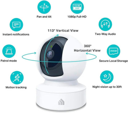 Kasa 1080p Indoor Pan/Tilt Wired Security Camera, Baby & Pet Monitor, EC71