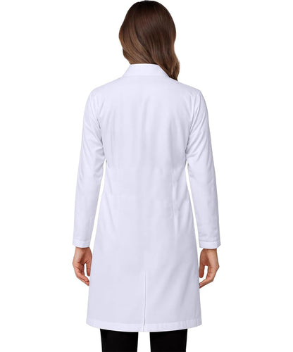 White Lab Coat for Women with Side-Slit Access and 3 Pockets for College