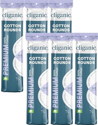 Cliganic Extra Large Face Pads (100 Count) - Soft, Extra Absorbent, Ultra Durable, Hypoallergenic, For Makeup, Nail Polish & Daily Buildup Removal, Toner & Cleanser Application, Dual Sided & Lint-Free