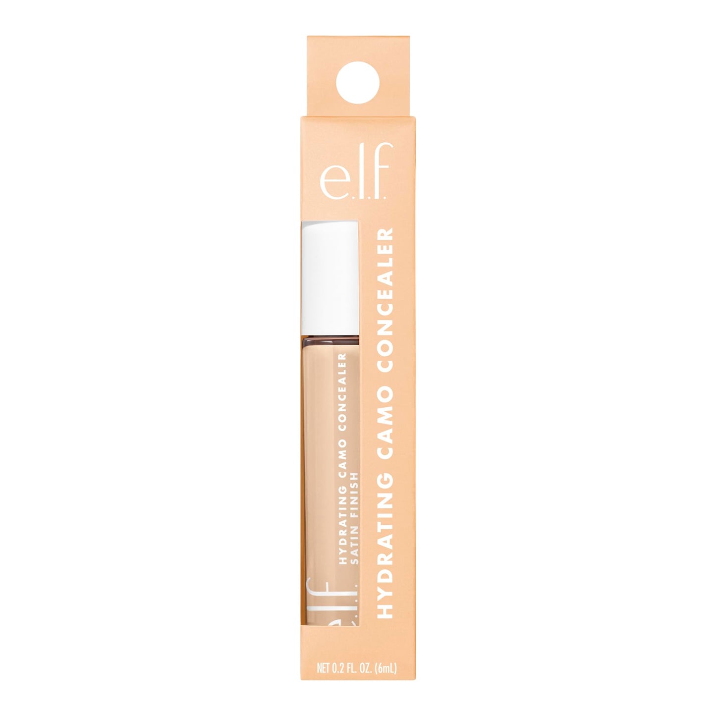 e.l.f. Hydrating Camo Concealer, Covers Blemishes & Under-Eye Circles, Full-Coverage & Delivers A Satin Finish, Vegan & Cruelty-Free, Light Ivory