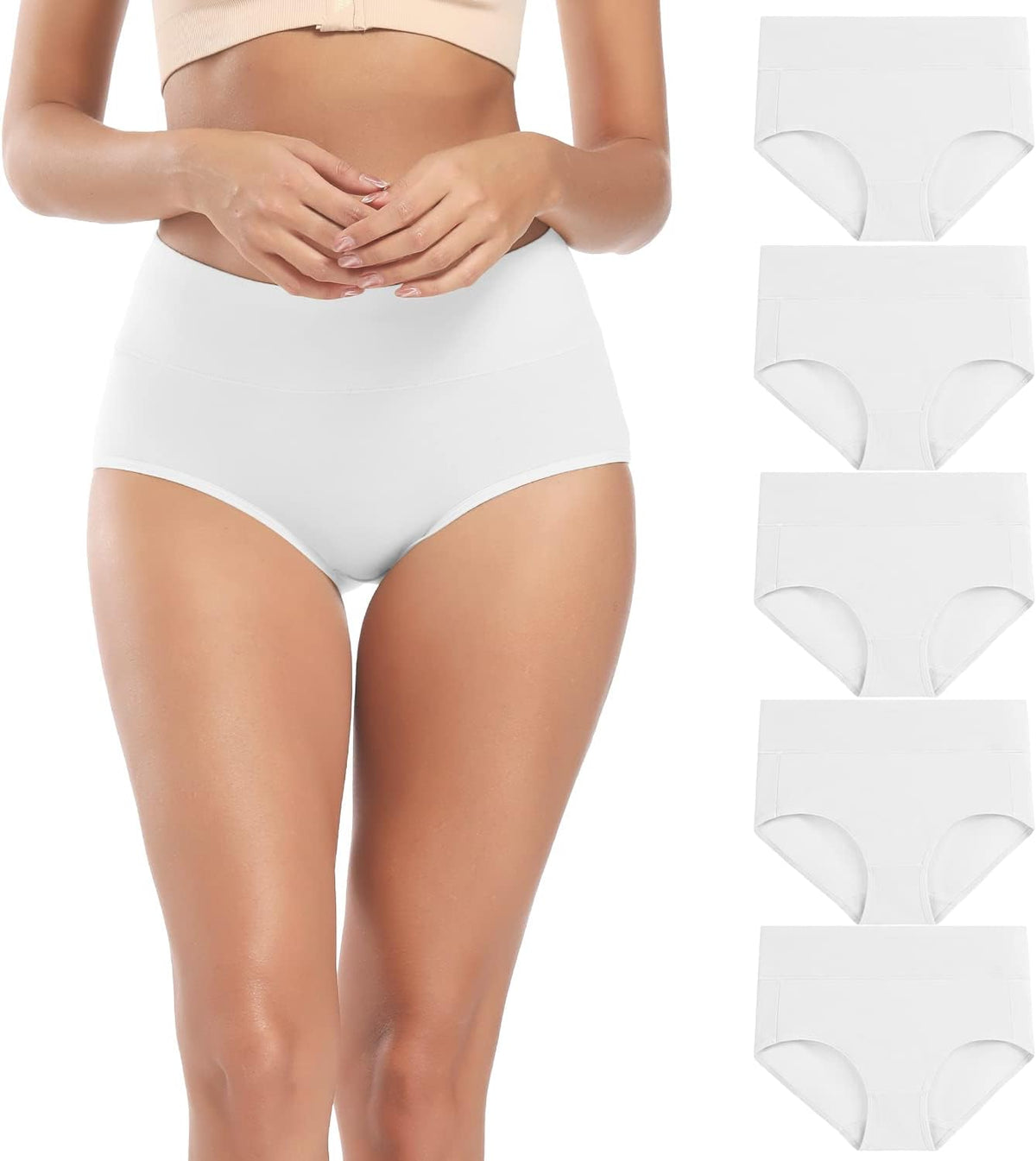 Molasus Women's Cotton Underwear High Waisted Full Coverage Ladies Panties (Regular & Plus Size)