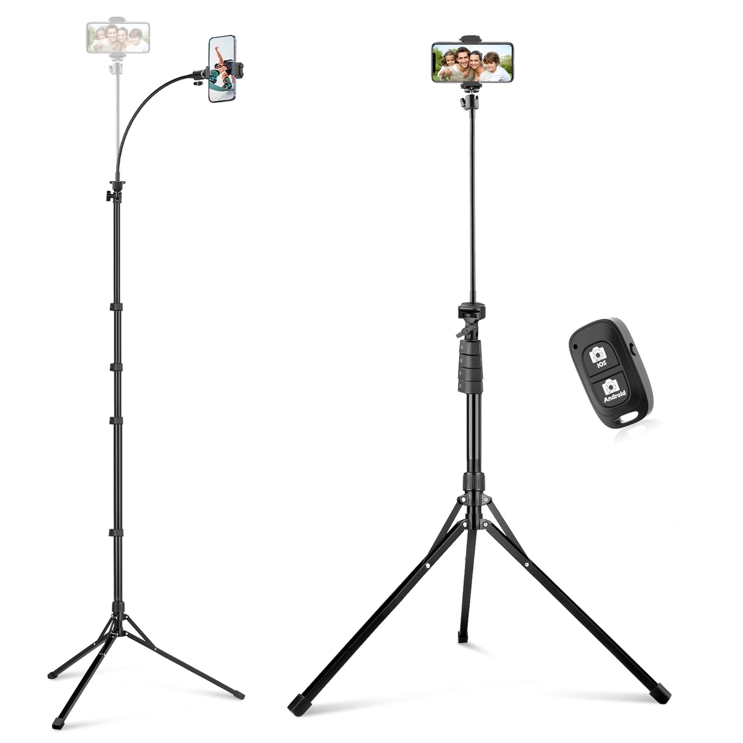 SENSYNE 72" Phone Tripod, Extendable Cell Phone Tripod Stand, Selfie Stick with Wireless Remote and Phone Holder, Compatible with iPhone Android Phone, Camera
