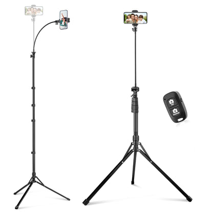 SENSYNE 72" Phone Tripod, Extendable Cell Phone Tripod Stand, Selfie Stick with Wireless Remote and Phone Holder, Compatible with iPhone Android Phone, Camera