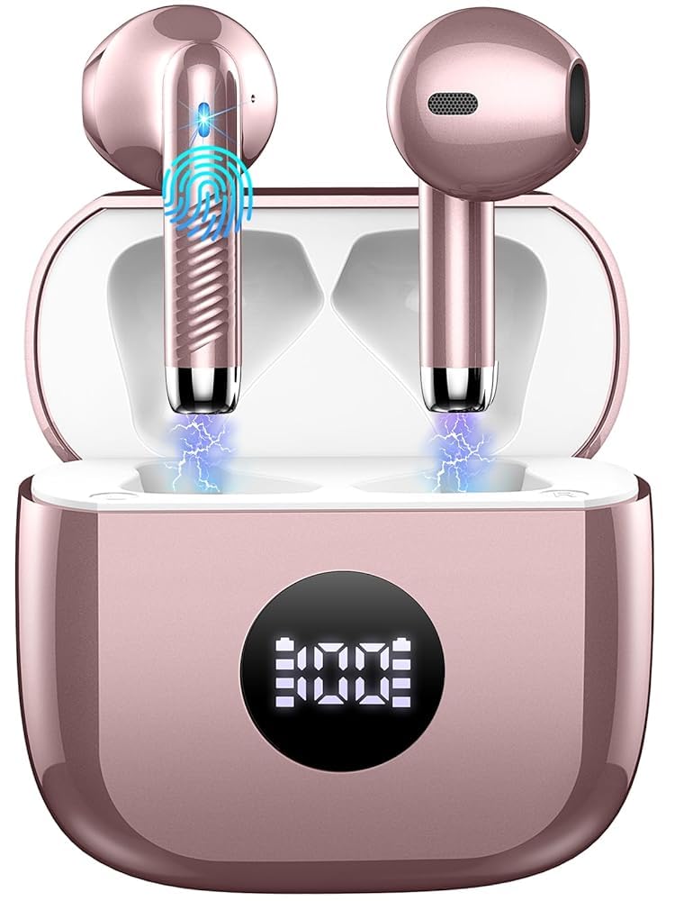 Wireless Earbuds, Bluetooth 5.4 Ear Buds, LED Power Display, 6D Bass Stereo