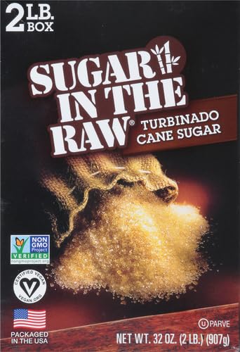 In The Raw Granulated Turbinado Cane Sugar, 2 lb Box, Pure, All-Natural Turbinado Sugar, Non-GMO Project Verified, Kosher, Vegan and Gluten Free (Pack of 12)