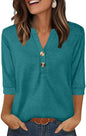 OFEEFAN Womens Tops 3/4 Sleeve Henley Shirts for Women Summer Outfits Fashion Clothing