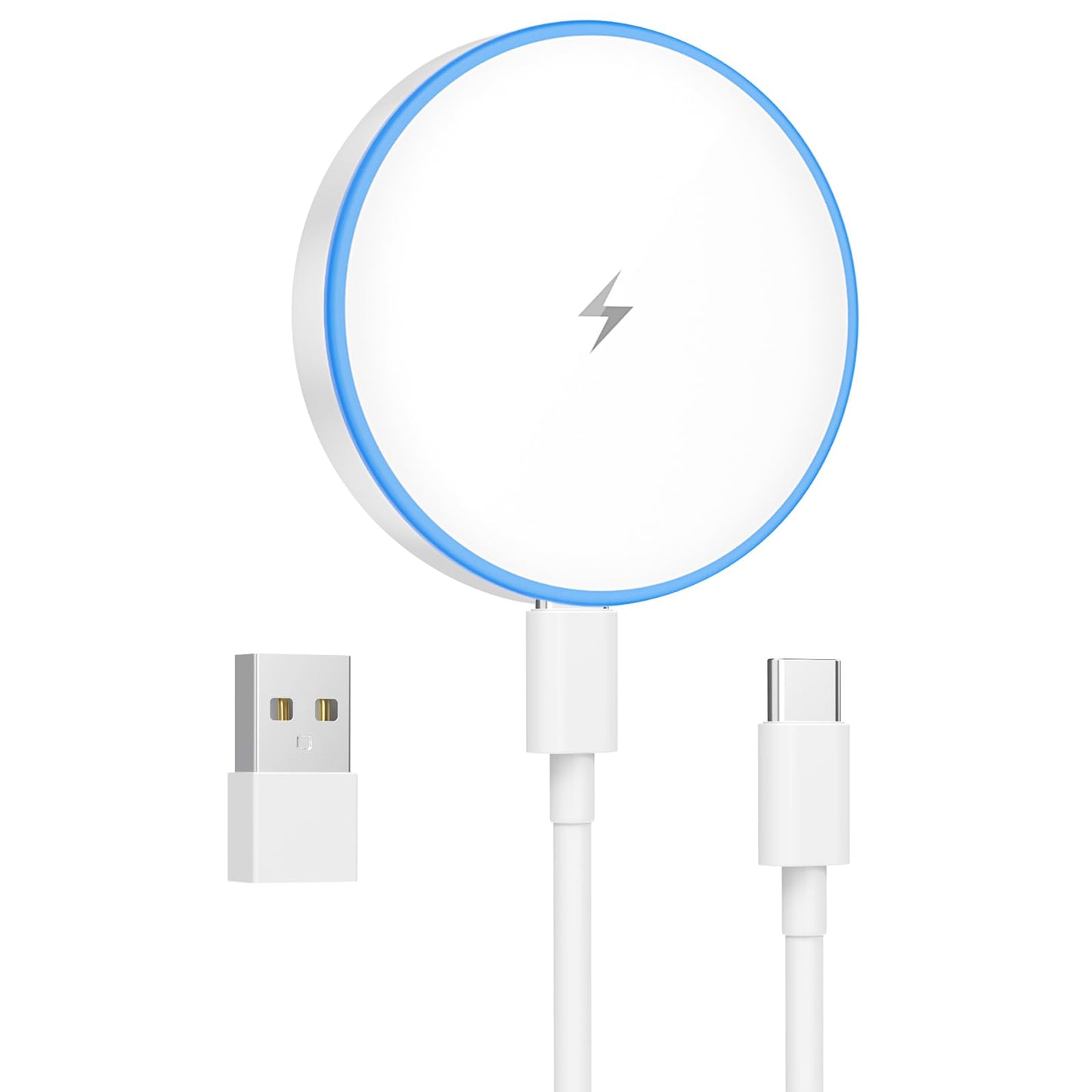 MagSafe Charger 2 Pack 15W Magnetic Wireless Charger Fast Charging Pad Compatible with iPhone 17/16/15/14/13/12 Series & AirPods 3/2/Pro Magnetic MagSafe Charging Pad with Dual Ports-Blue