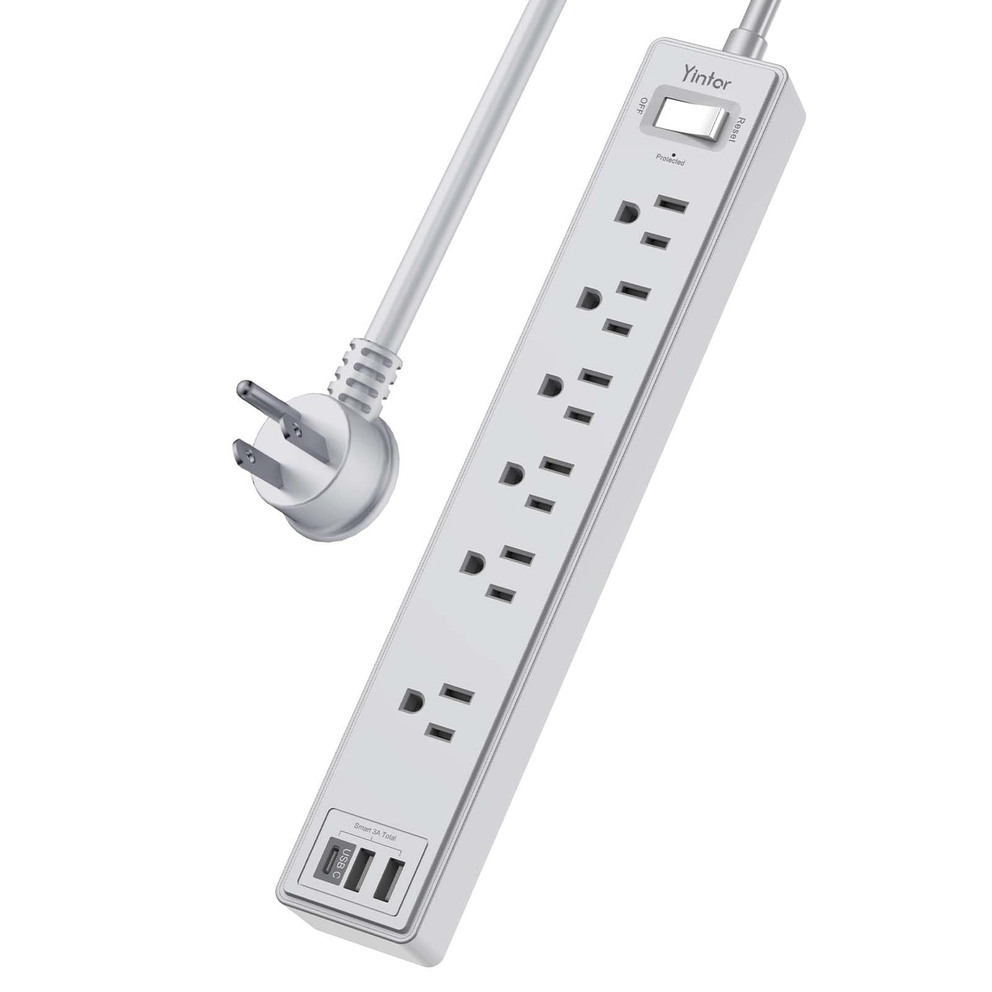 Yintar 6Ft Surge Protector Power Strip with 8 Outlets and 4 USB Ports
