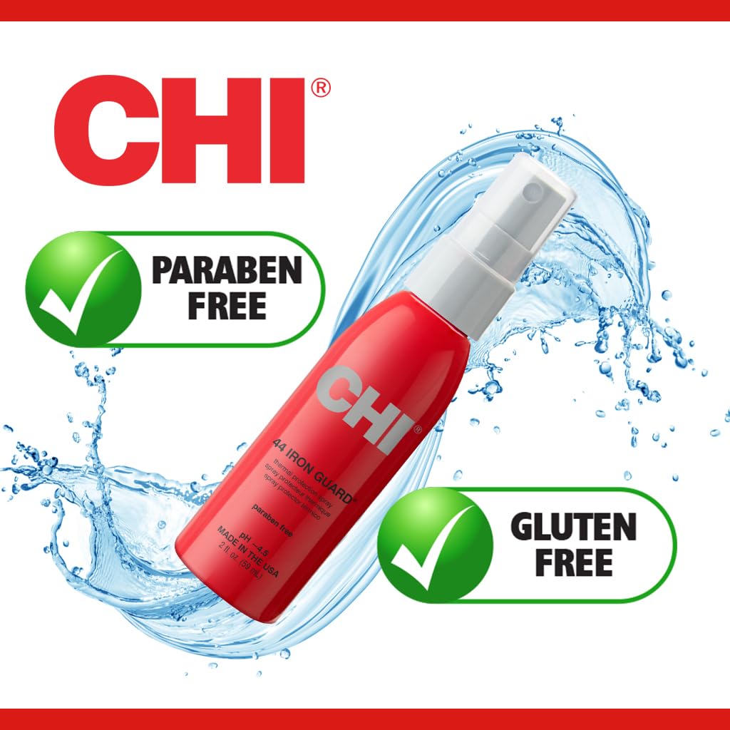CHI 44 Iron Guard Thermal Protection Spray for Hair, Heat Damage Shield with Ceramic Minerals, Lightweight Styling Spray, Frizz Control & Shine Enhancer, 8 Fl Oz