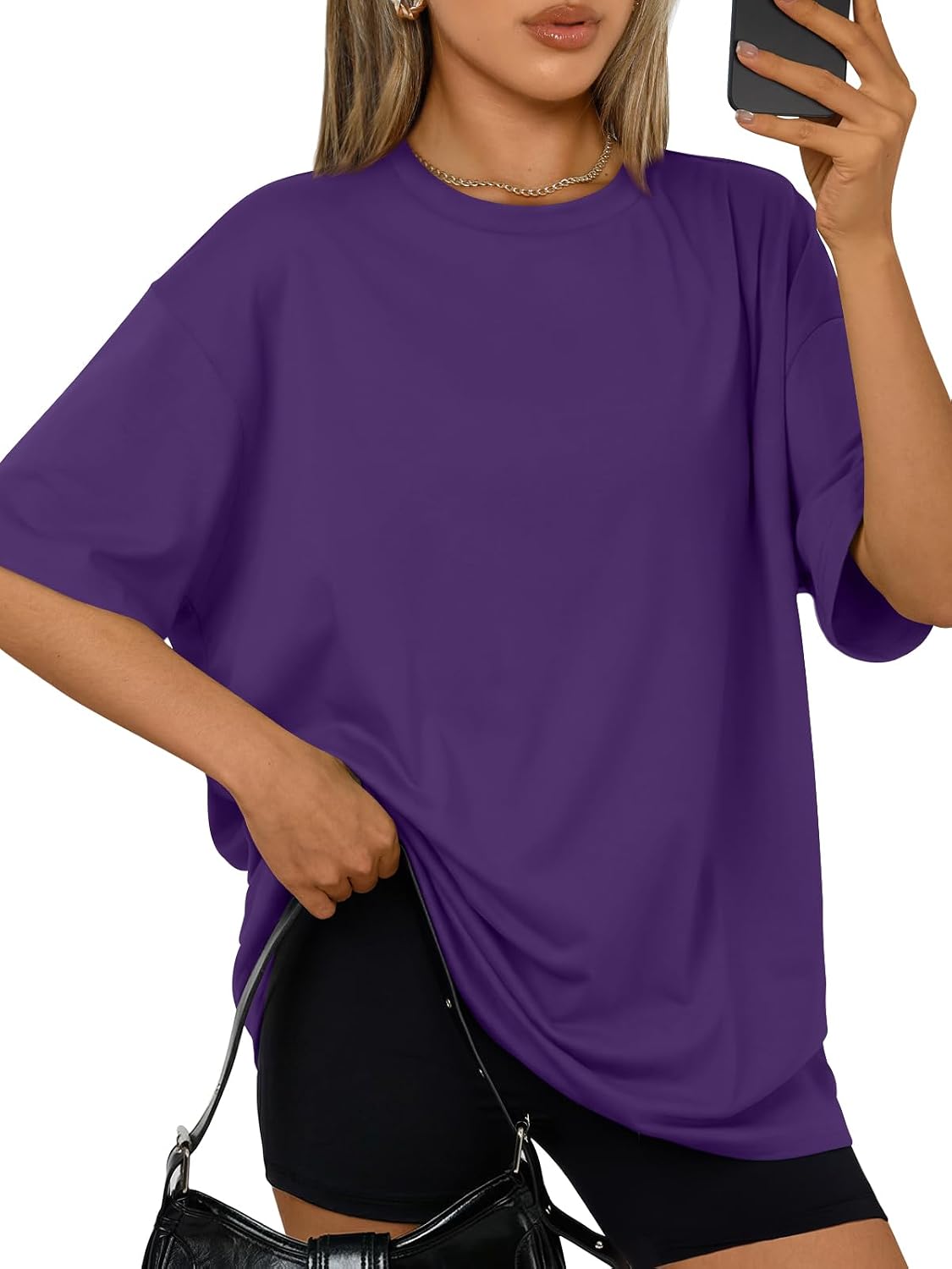 Trendy Queen Womens Oversized T-Shirts Short Sleeve Crew Neck Summer Tops