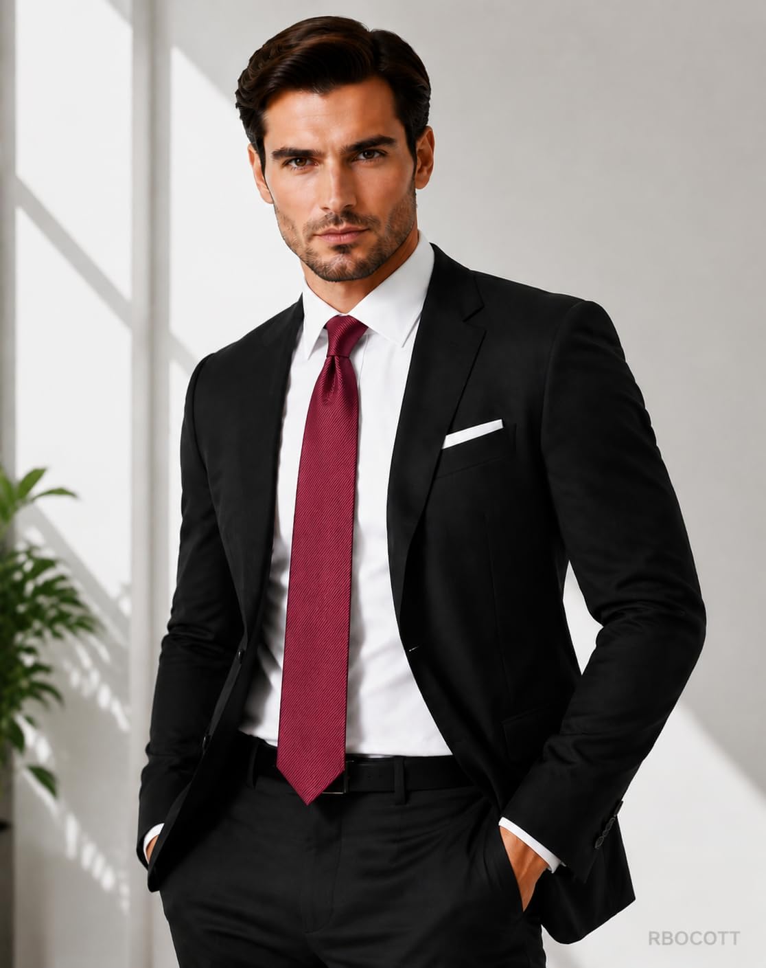 RBOCOTT Solid Color Tie Formal Necktie for Men
