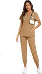 COZYFIT Scrubs for Women Set - Stretch V-Neck & Jogger Pant with 9 Pockets