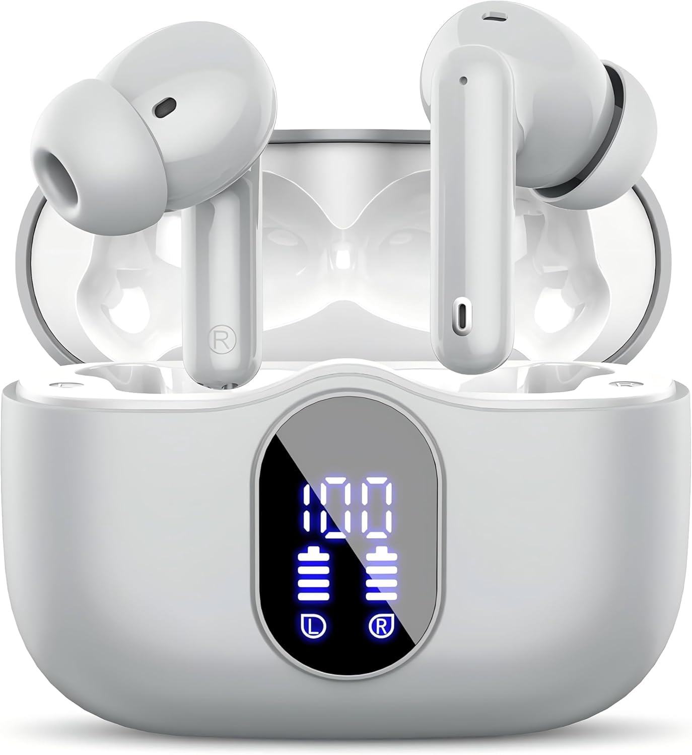 Wireless Earbuds, Bluetooth 5.4 Headphones Bass Stereo/Clear Calls, Black