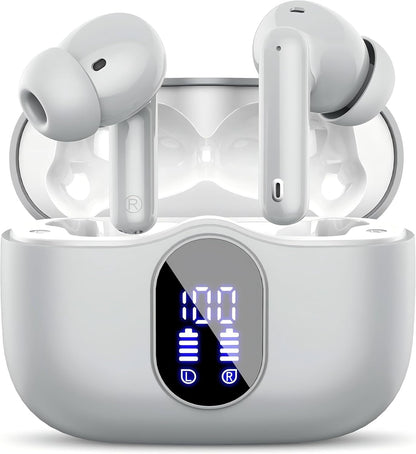 Wireless Earbuds, Bluetooth 5.4 Headphones Bass Stereo/Clear Calls, Black
