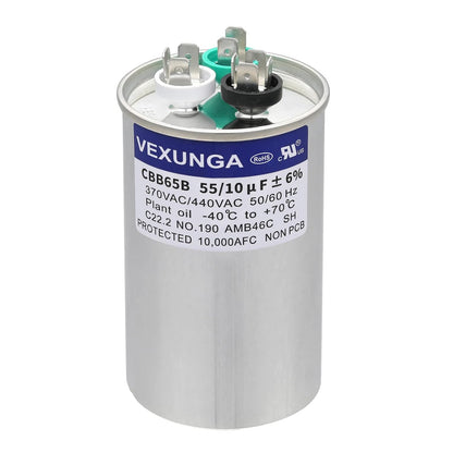 VEXUNGA 5uF 370/440VAC 50/60Hz CBB65 CBB65A Oval Run Start Capacitor 5 MFD 370V/440V Air Conditioner Capacitors for AC Unit Fan Motor Start or Pool Pump or Air Condenser Straight Cool