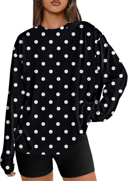 Trendy Queen Womens Oversized Long Sleeve Shirts Fall Tops 2026 Basic Tees