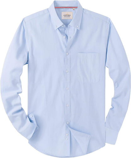 Alimens & Gentle Mens Solid Oxford Shirt Long Sleeve Dress Shirt Work Casual Button Down Shirts with Pocket