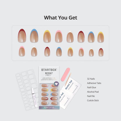 BTArtbox Press On Nails, Vanilla Cream, Short Square, Ombre Peach, 32Ct