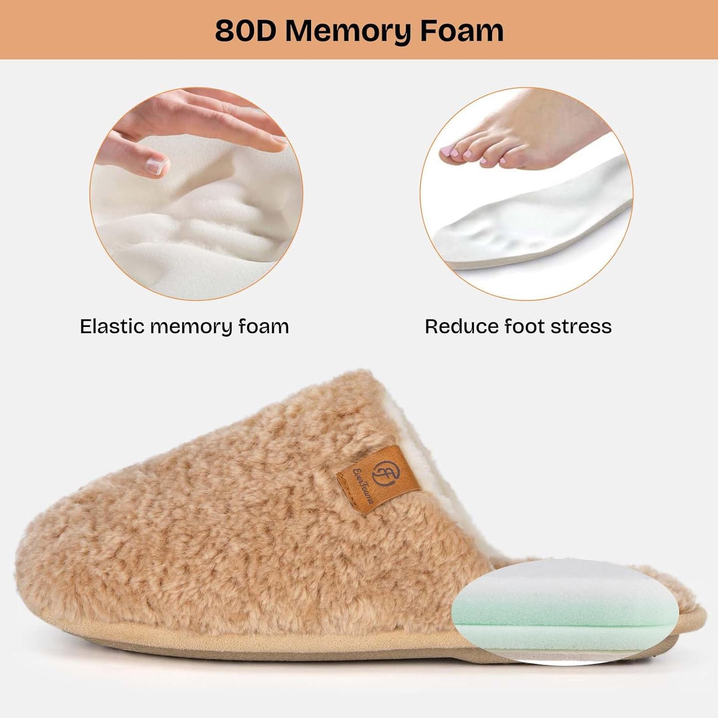 EverFoams Women's Fuzzy Slippers Warm Cozy Memory Foam Indoor House Shoes