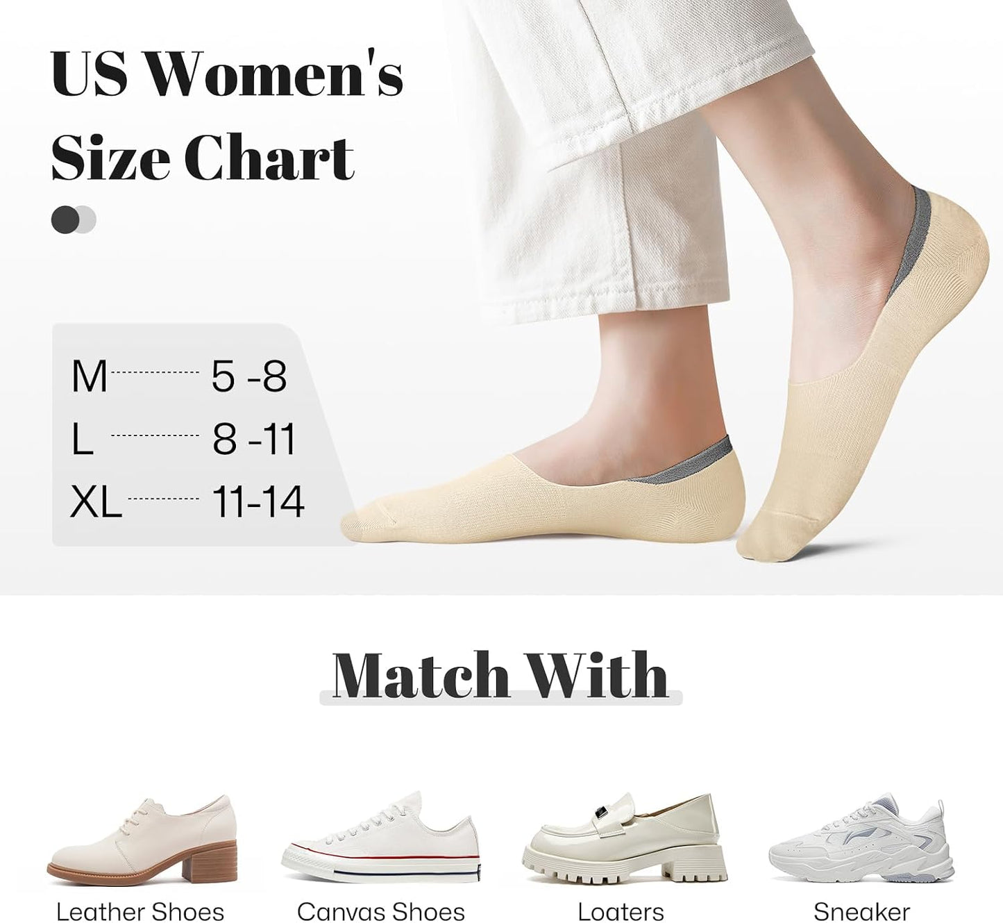 wernies No Show Socks Women Low Cut Ankle Socks Non Slip 4/8 Pairs