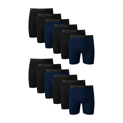 Hanes Men's Underwear Boxer Briefs Pack, Cool & Breathable Cotton Moisture-wicking Underwear for Men, No Ride Up