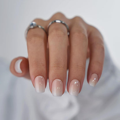 BTArtbox Press On Nails, Vanilla Cream, Short Square, Ombre Peach, 32Ct