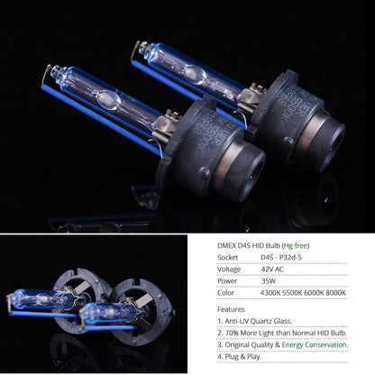 DMEX D3S HID Headlight Bulbs 8000K White Blue Xenon 35W 66340 42403 42302 Replacement - Pack of 2 (Not fit Halogen Headlamp)