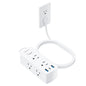 Olcorife Flat Plug Power Strip with 5 FT Extension Cord, 6 Outlets 3 USB Ports(1 USB C), 3 Sided Outlet Extender for Home Office Travel Dorm Room Essentials, White