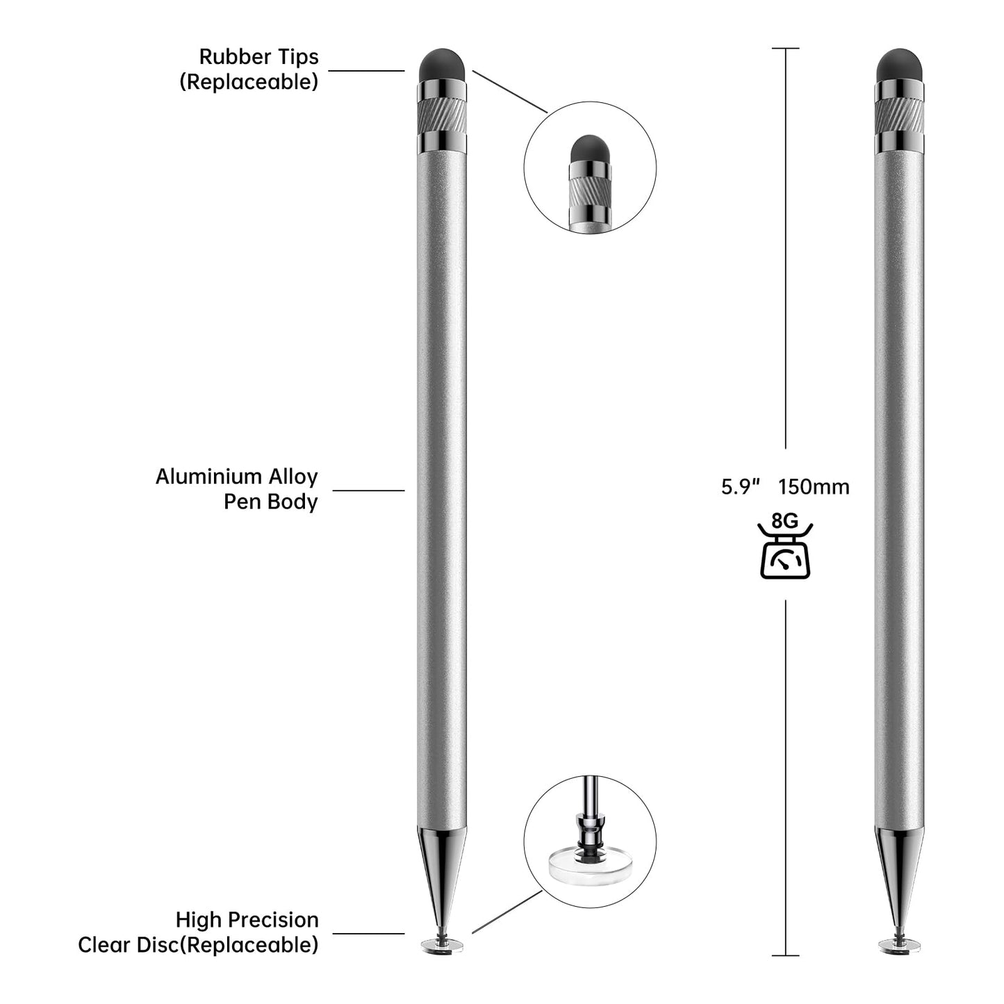 Bopomofo Stylus(5 Pcs),2-in-1 Stylus Pen for Touchscreen,Stylus Pen