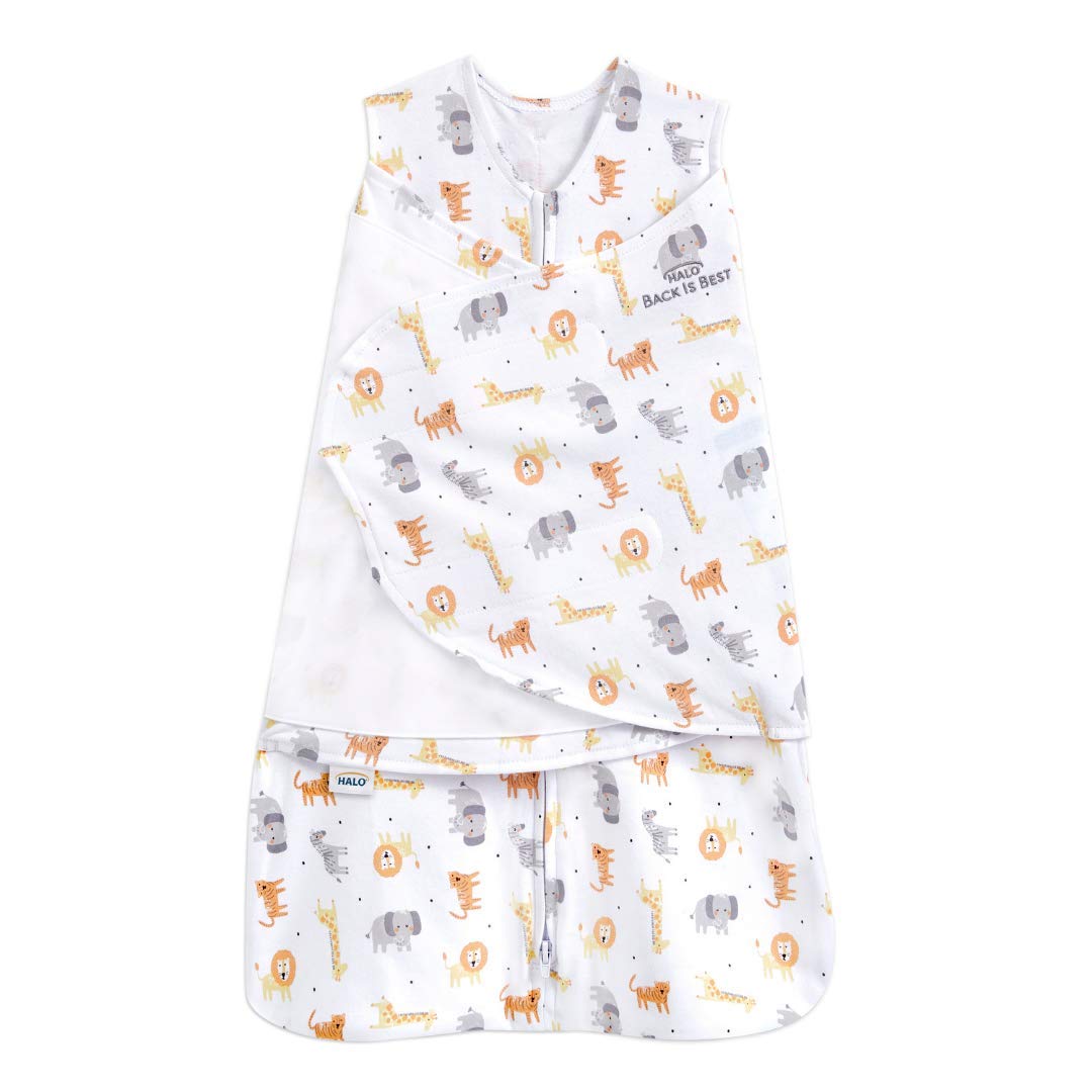 HALO 100% Cotton Sleepsack Swaddle, 3-Way Adjustable Wearable Blanket, TOG 1.5, Baby Blue, Newborn, 0-3 Months