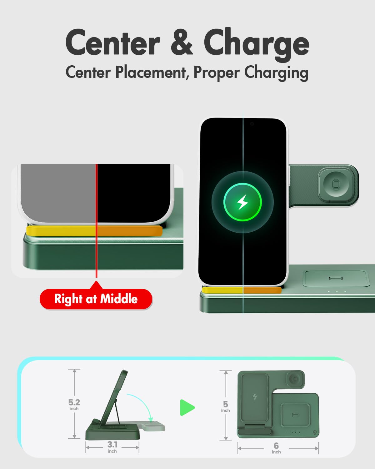 GETPALS Wireless Charger iPhone Charging Station for Apple Multiple Devices