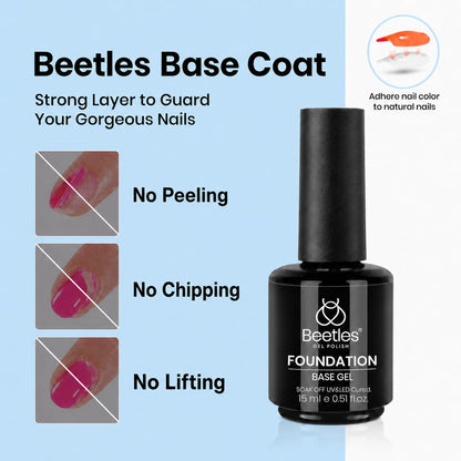 Beetles 2 Pcs 15ml No Wipe Gel Top Coat and Base Coat Set