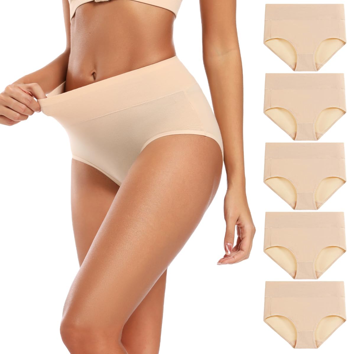 Molasus Women's Cotton Underwear High Waisted Full Coverage Ladies Panties (Regular & Plus Size)