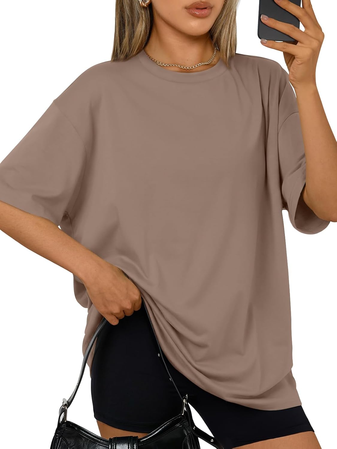 Trendy Queen Womens Oversized T-Shirts Short Sleeve Crew Neck Summer Tops
