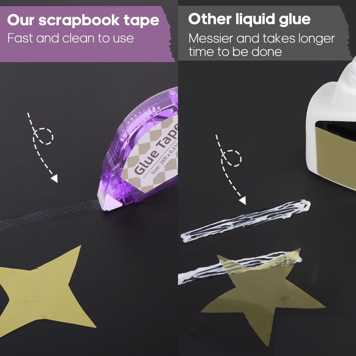 Secopad Scrapbook Tape, Glue Tape for Crafts, 4 Pack, Light-Colored Shell