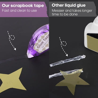 Secopad Scrapbook Tape, Glue Tape for Crafts, 4 Pack, Light-Colored Shell