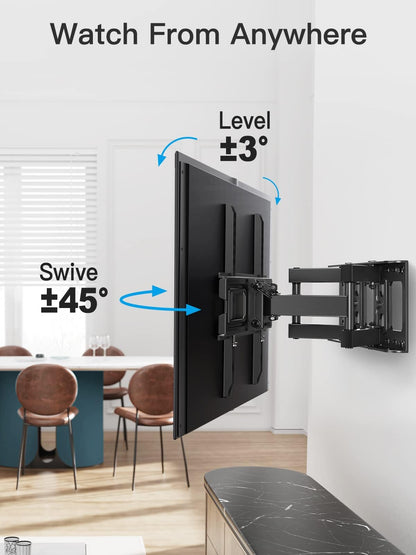 Pipishell Full Motion TV Wall Mount for Echo Show 21/15 and 13-43 Inch Flat Curved Screen TVs & Monitors, Max VESA 200x200mm up to 44lbs, TV Mount Wall Bracket with Rotation Swivel Tilt Extension