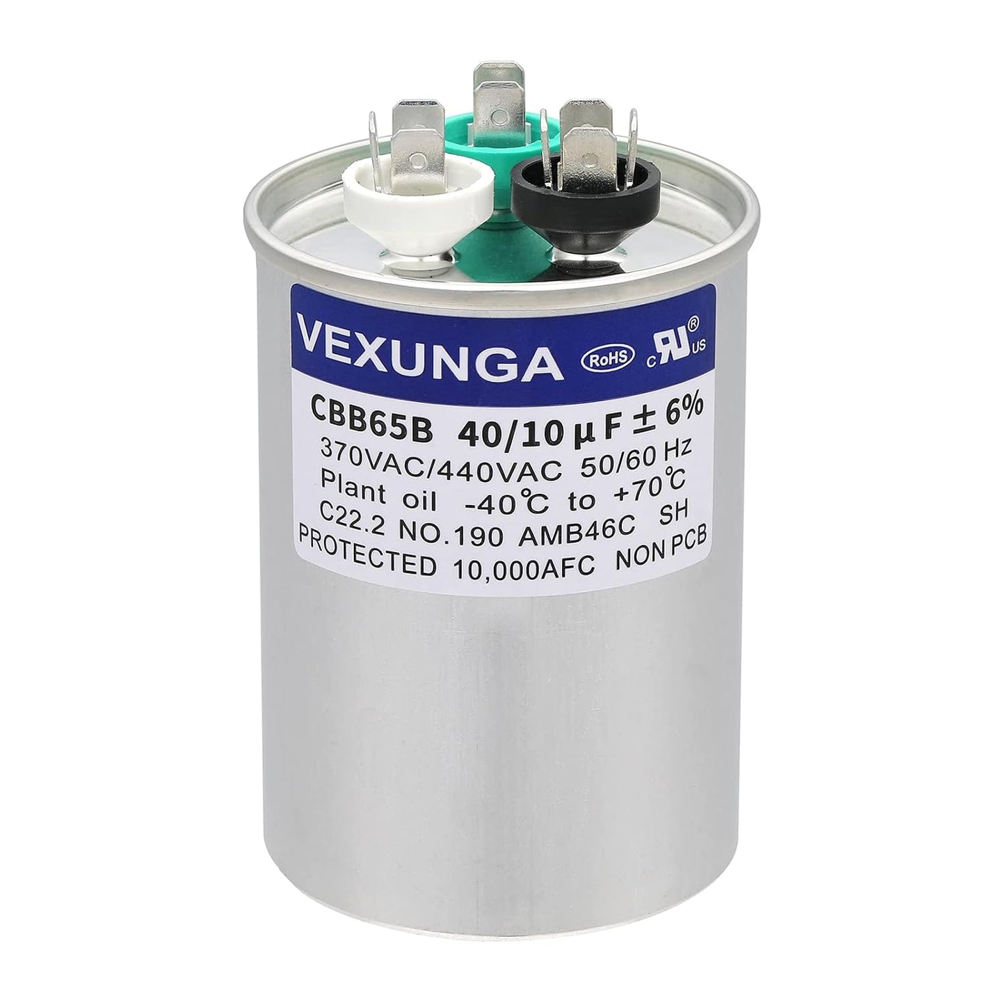 VEXUNGA 5uF 370/440VAC 50/60Hz CBB65 CBB65A Oval Run Start Capacitor 5 MFD 370V/440V Air Conditioner Capacitors for AC Unit Fan Motor Start or Pool Pump or Air Condenser Straight Cool