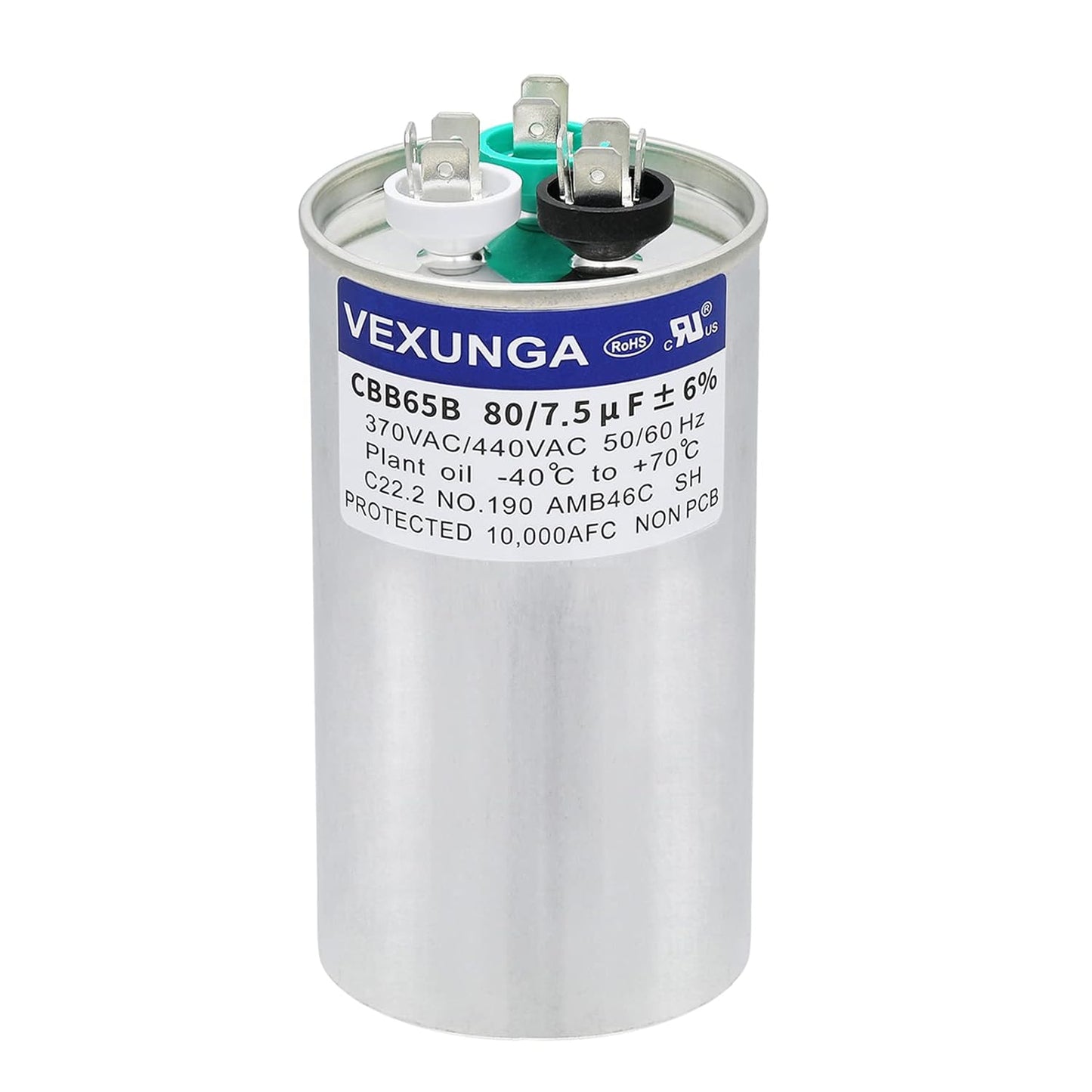 VEXUNGA 5uF 370/440VAC 50/60Hz CBB65 CBB65A Oval Run Start Capacitor 5 MFD 370V/440V Air Conditioner Capacitors for AC Unit Fan Motor Start or Pool Pump or Air Condenser Straight Cool