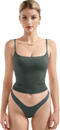 SUUKSESS Women Double Line Square Neck Tank Top Summer Y2K Going Out Basic Cami Shirt