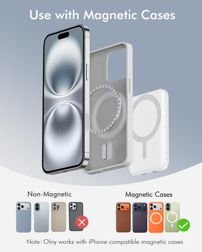 podoru for MagSafe Power Bank 5000mAh, Ultra-Slim Magnetic Portable Charger