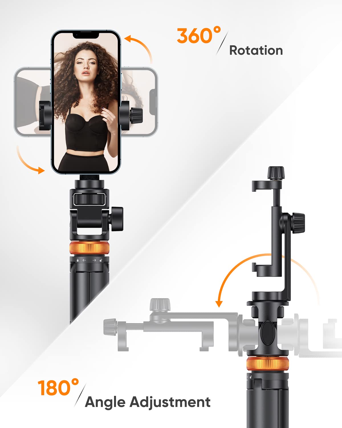 EUCOS 62" Tripod for iPhone, Sturdy Selfie Stick Tripod with Remote & Lightweight Phone Stand, Solidest Portable Cell Phone Tripod, Compatible iPhone Pro Max/Android [White]
