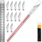 DIYSELF Exacto Knife Set with 10 Extra #11 Blades, 6-Inch Metal Ruler, Pink
